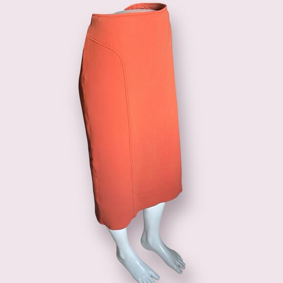 Piazza Sempione IT 48 US 8/10 Wool Fall Terracotta Orange Stretch Pencil Skirt - Picture 8 of 15
